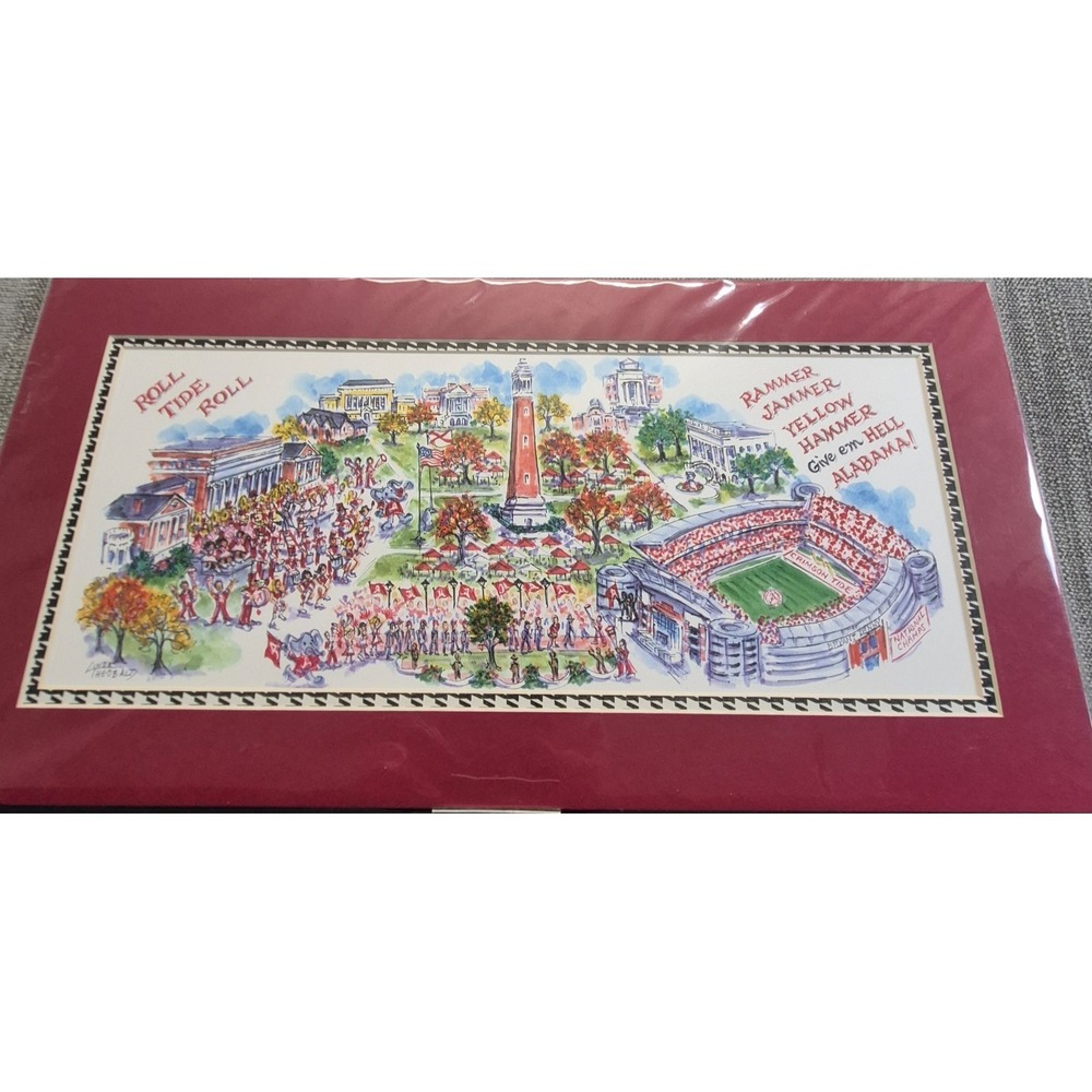 Linda Theobald Alabama Game Day Roll Tide Print Matted University of Alabama